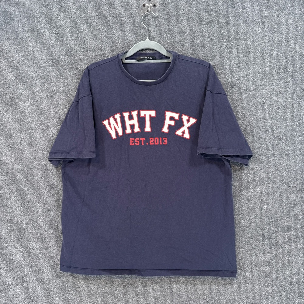 White Fox TShirt Womens S/M Blue Est 2013 Graphic Oversized Cotton Tee Casual